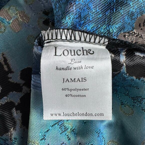 Louche Luxe Women’s 14 Black Green Gold Blue Floral Brocade Sleeveless Top NEW - Picture 9 of 13